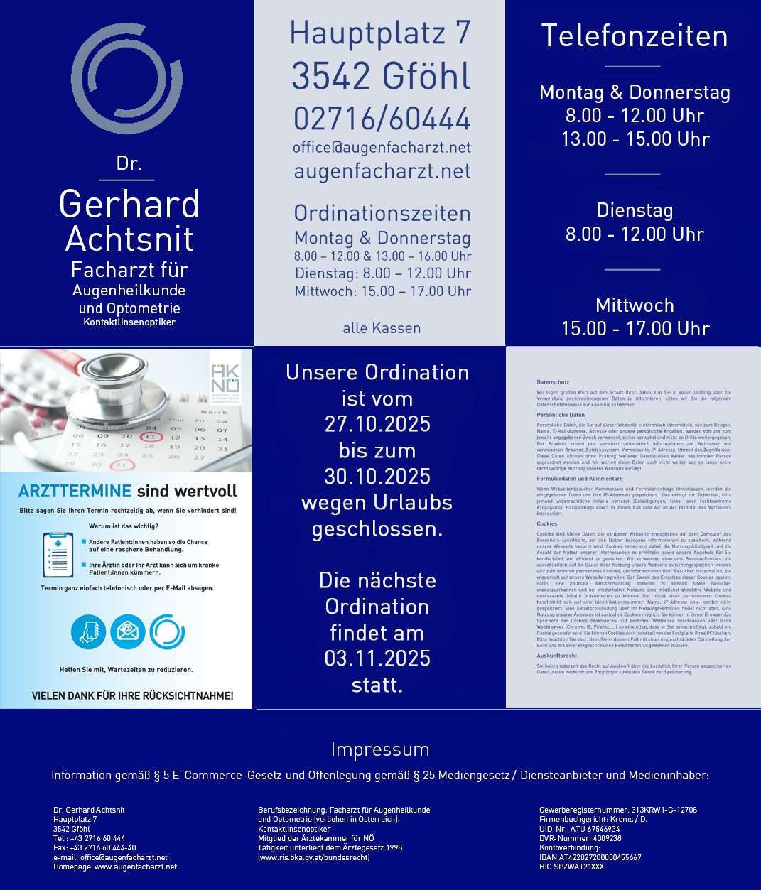 Dr. Gerhard Achtsnit - Facharzt für Augenheilkunde und Optometrie - Hauptplatz 7, 3542 Gföhl